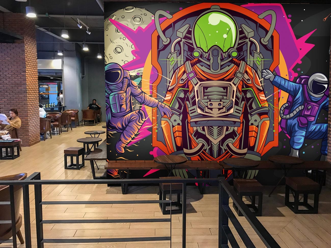 astronaut use protection facility mural design living room