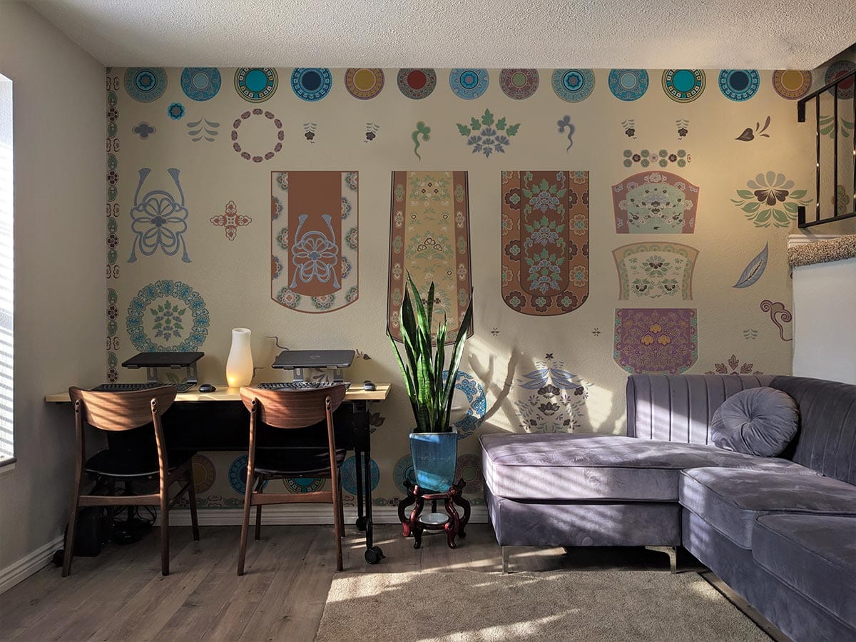 Wallpaper Mural for the Living Room Featuring an Auspicious Life