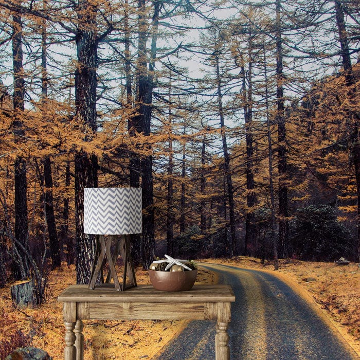 autumn forest wallpaper mural hallway design idea