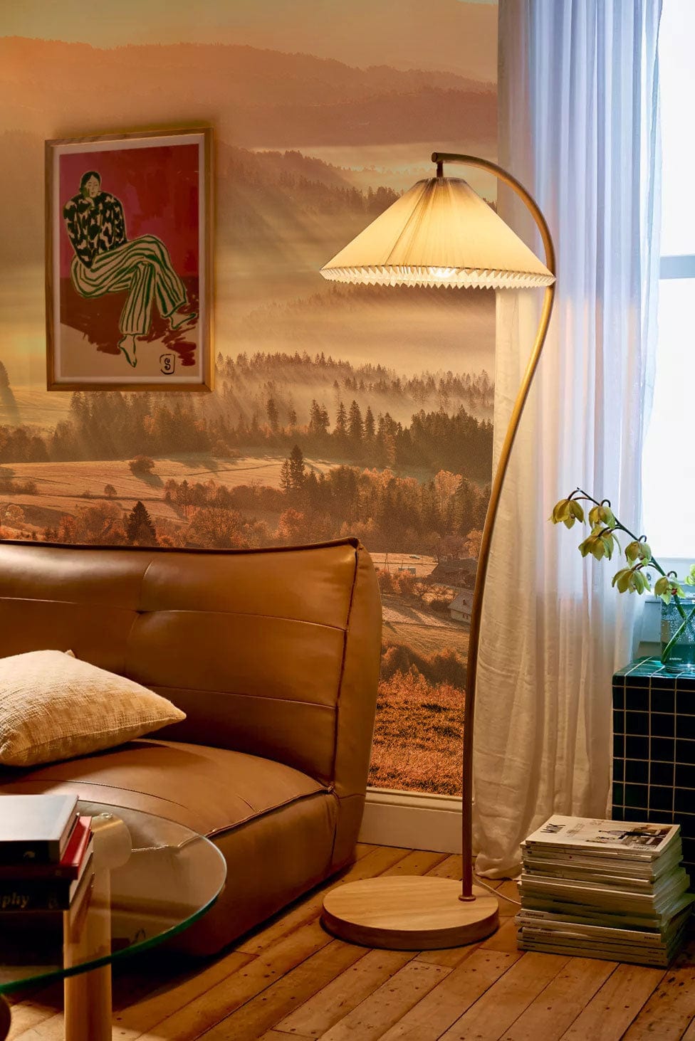 Autumn mountain wallpaper mural for living room