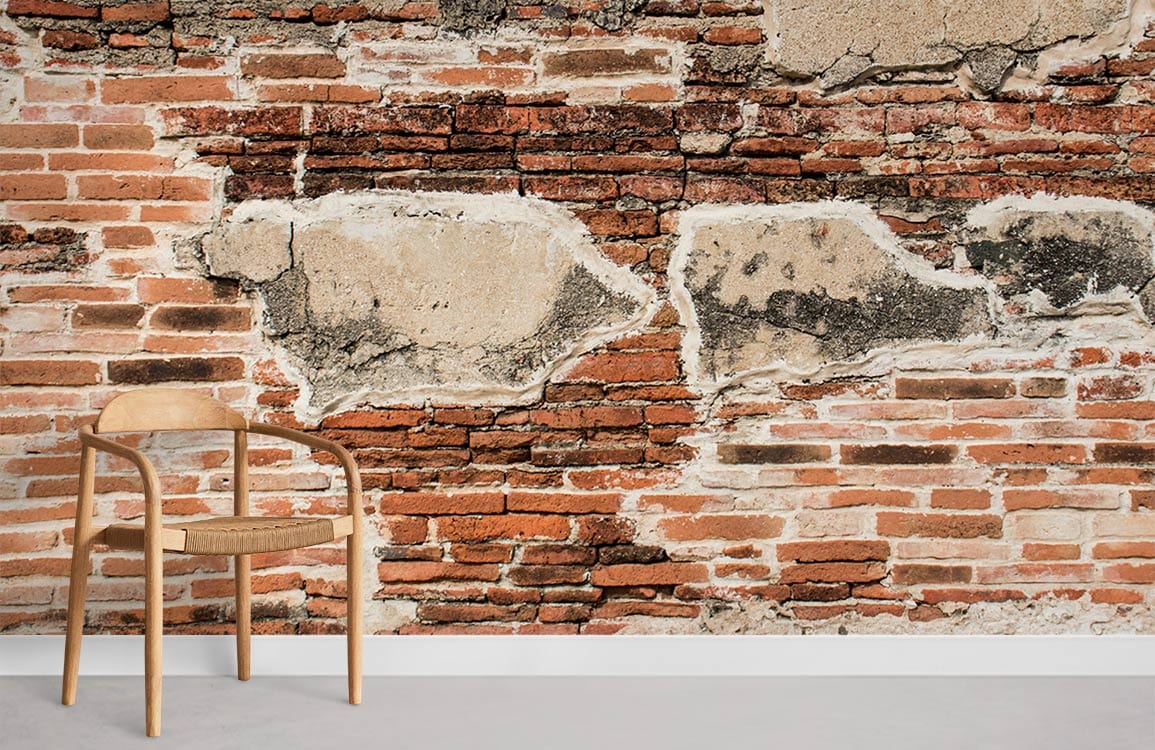 Bare Corroded Brick Wallpaper Custom Interior