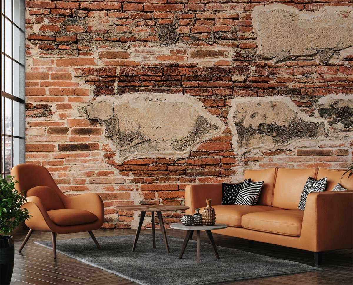 Bare Corroded Brick Industrial Wallpaper Home Decor