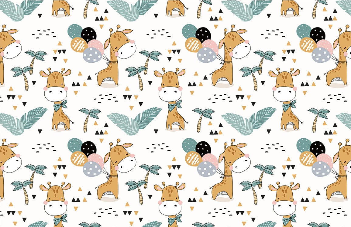 Bashful Giraffe Cartoon Animal Wallpaper Mural Art Design