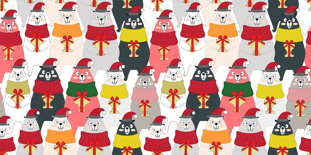 Christmas bears wallpaper mural for room decor