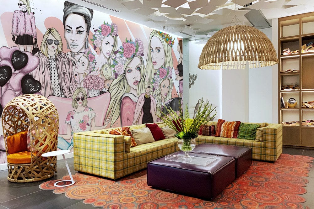 Beauties in Pink Art Wallpaper Living Room