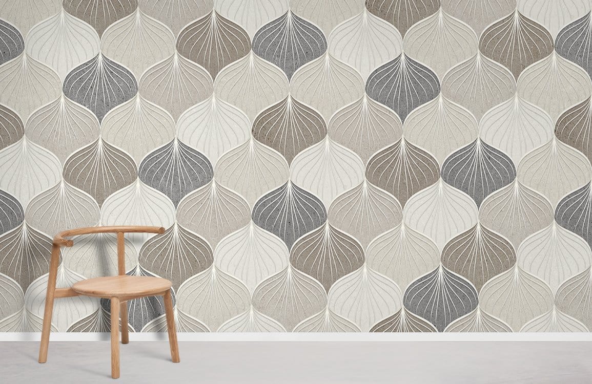 Wallpaper mural with a simple repeating design that is neutral, for use in home d��cor
