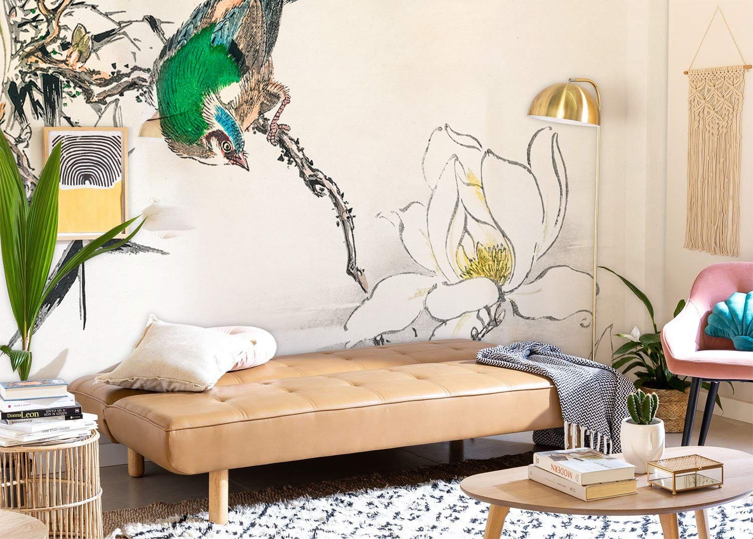 Bird and Magnolia Wallpaper Decoration Design
