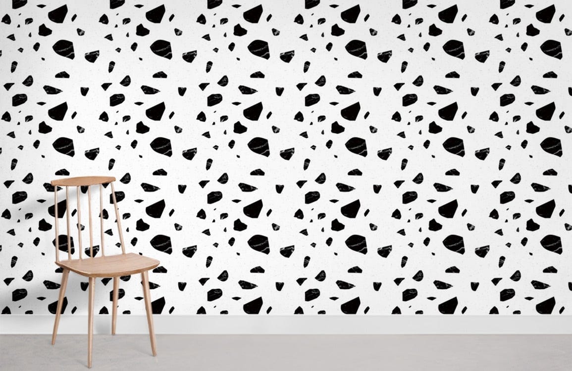 Marble and Black Terrazzo Pieces Wallpaper Mural in the Room