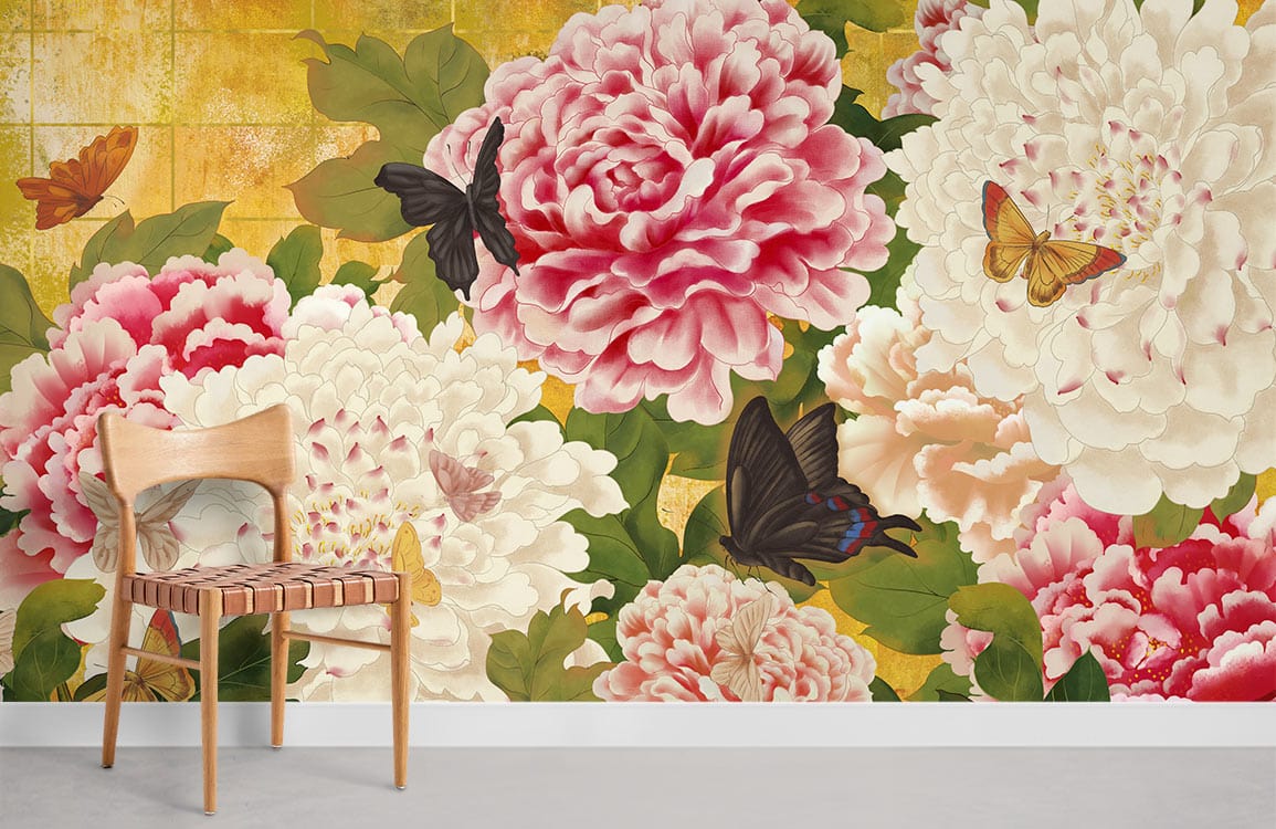 Vintage Floral Butterfly Wallpaper Mural