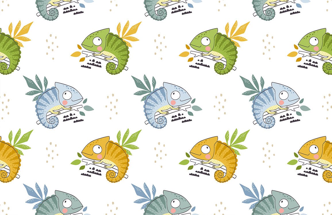 Blue and Green Cute Lizard Custom Mural Art Design