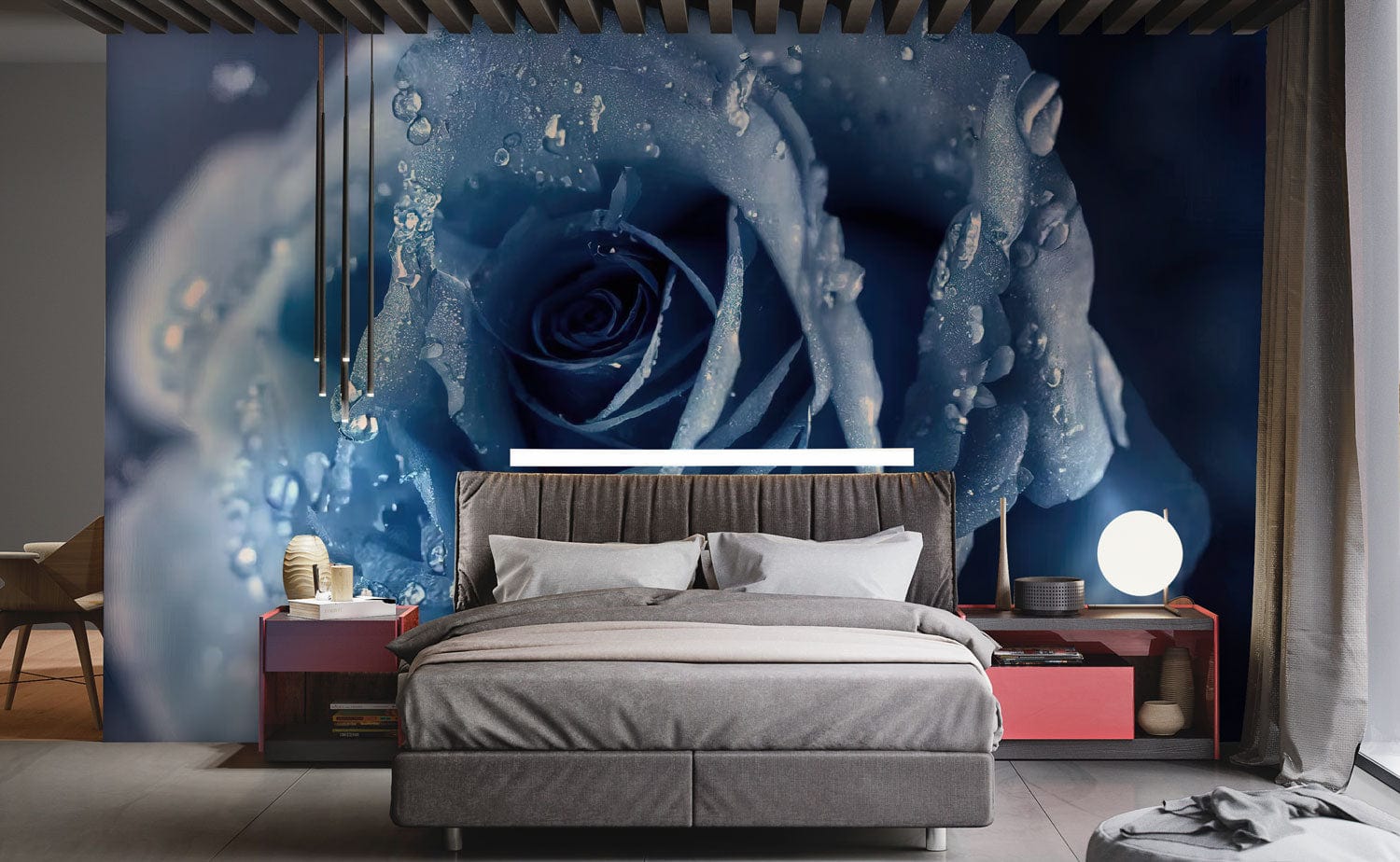 Wallpaper mural featuring a blue enchantress for use as bedroom decor