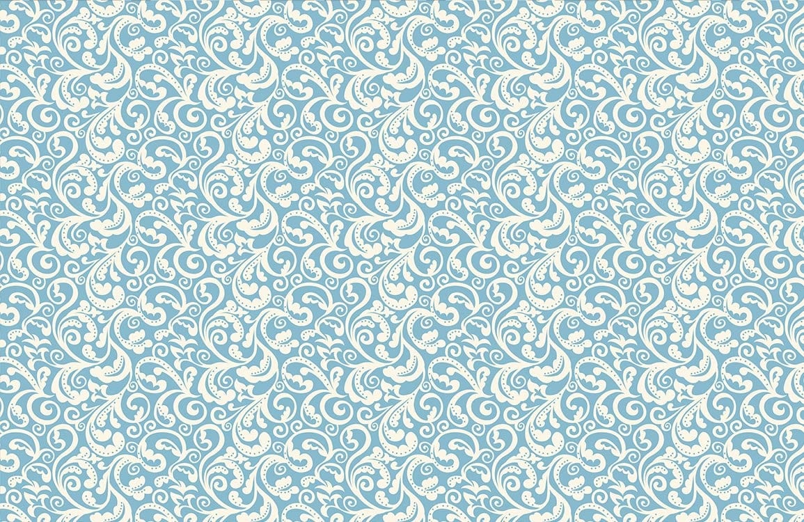Elegant Blue White Paisley Mural Wallpaper