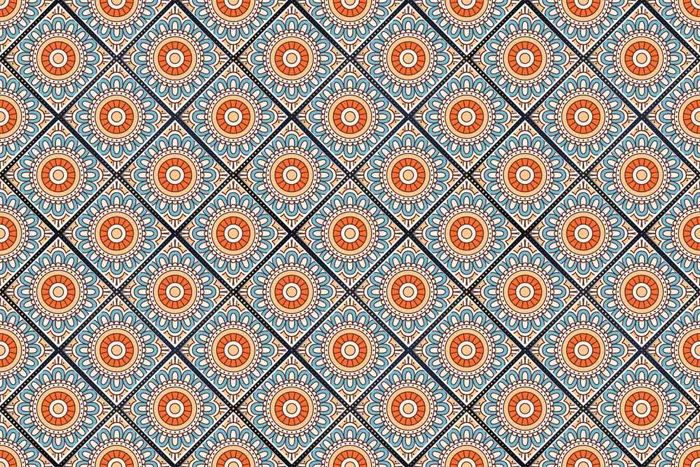 mosaic of orange and blue flower vectors and illusions