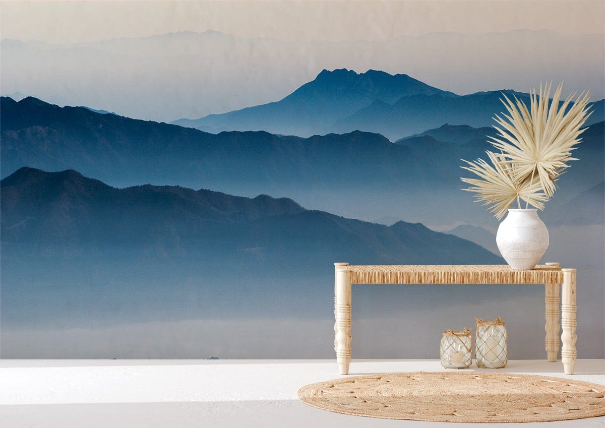 Blue Misty Mountain Custom Wallpaper Decoration