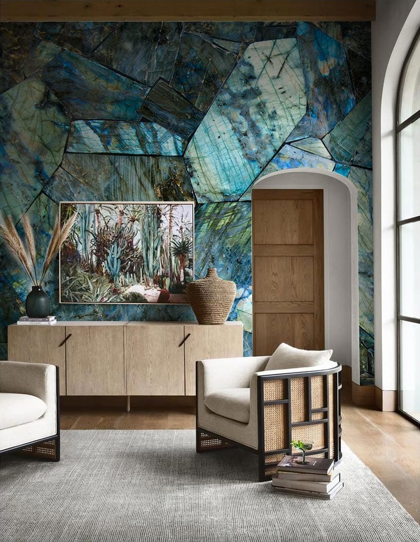 blue marble stone reflects light  wallpaper art