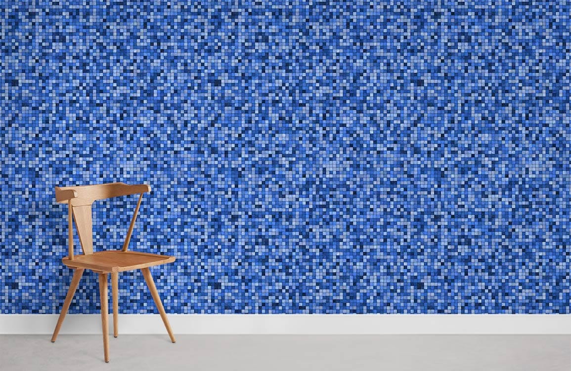 A Blue Mosaic Room with Wall Art
