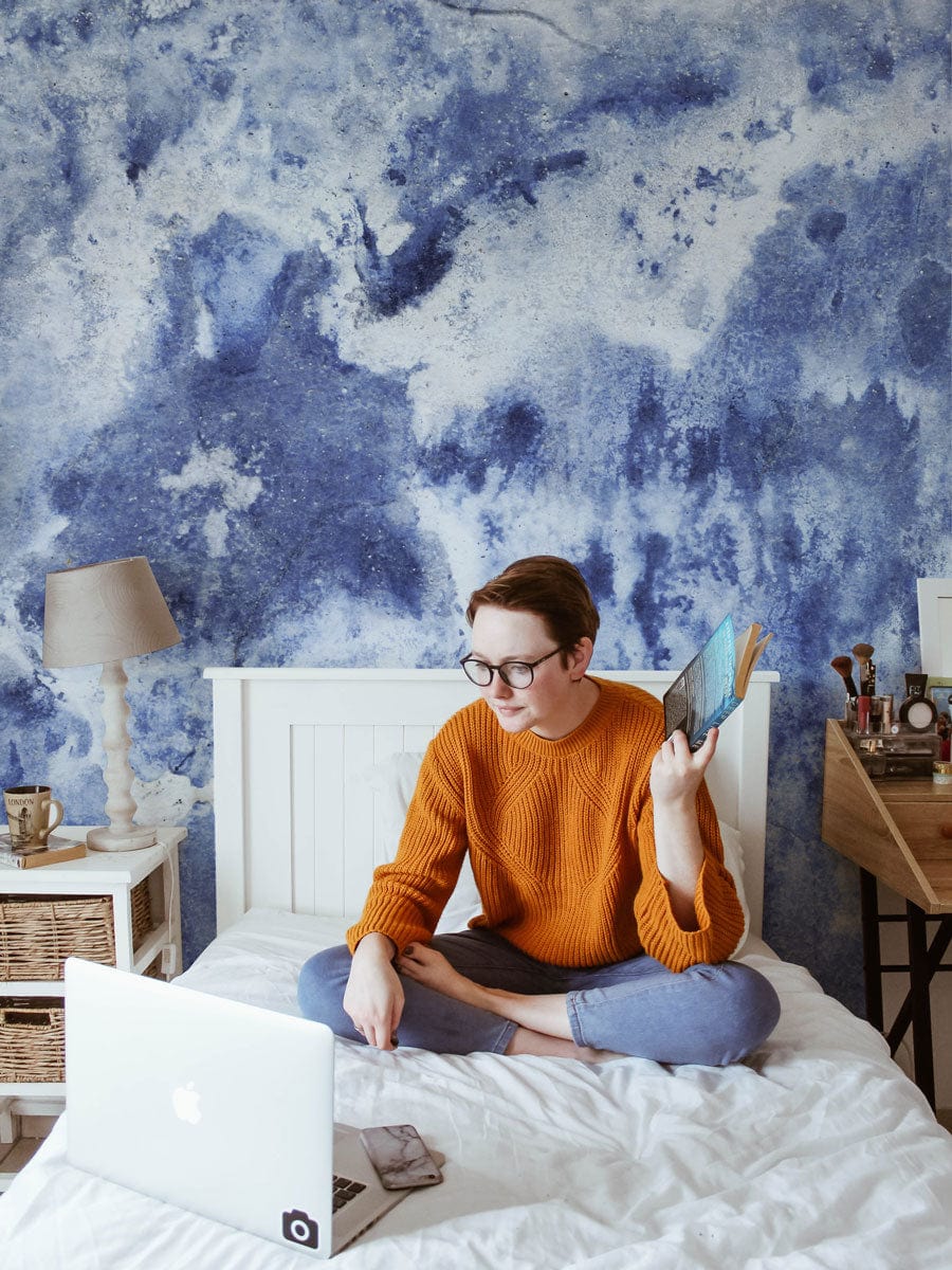 blue storm wall mural bedroom design