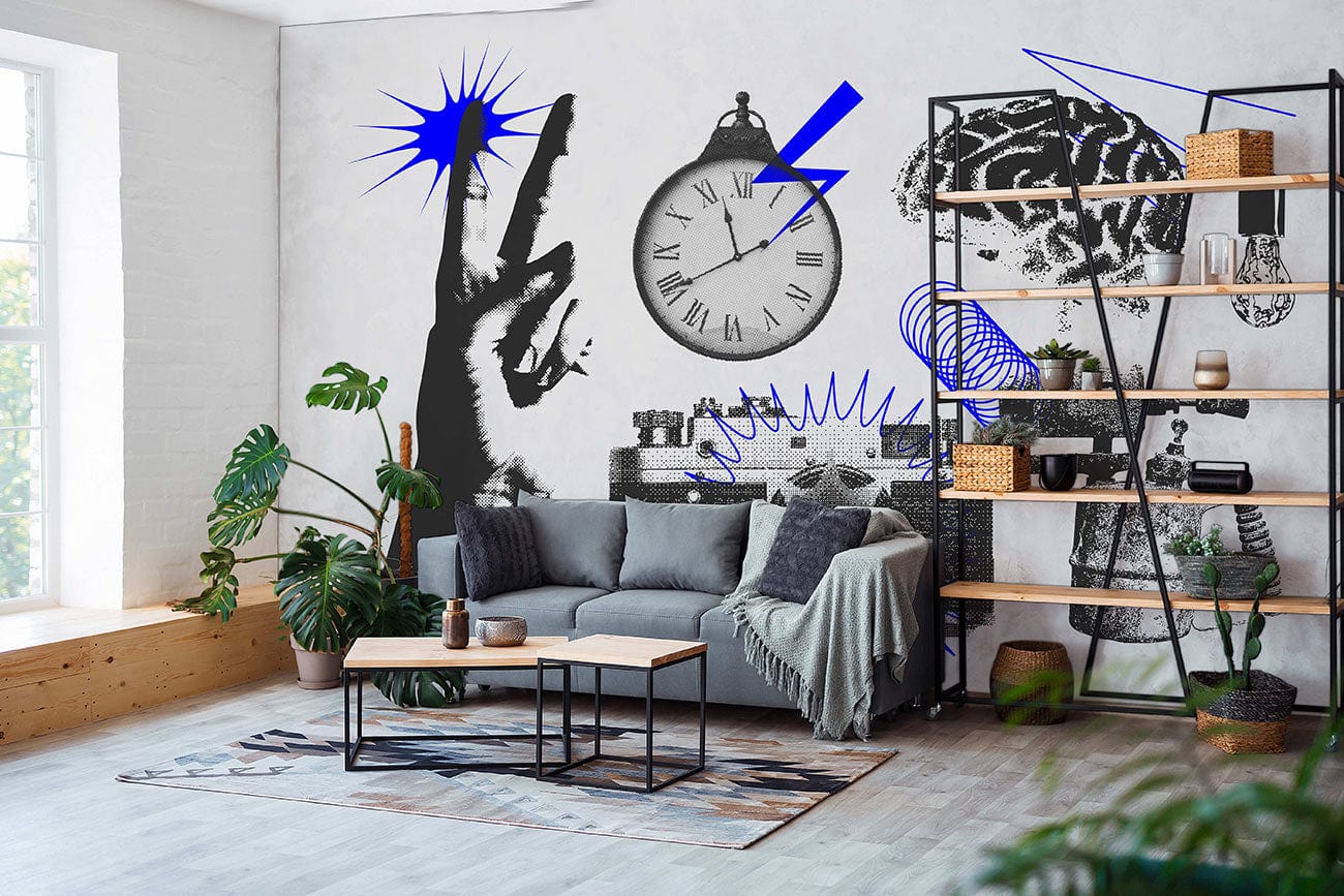 brainstorm pattern wall mural living room