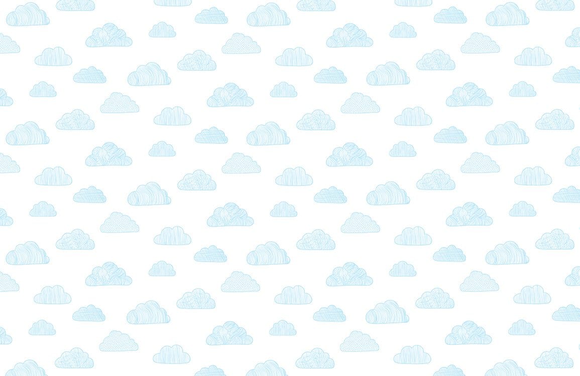 Blue Sketched Clouds Nursery Mural Wallpaper