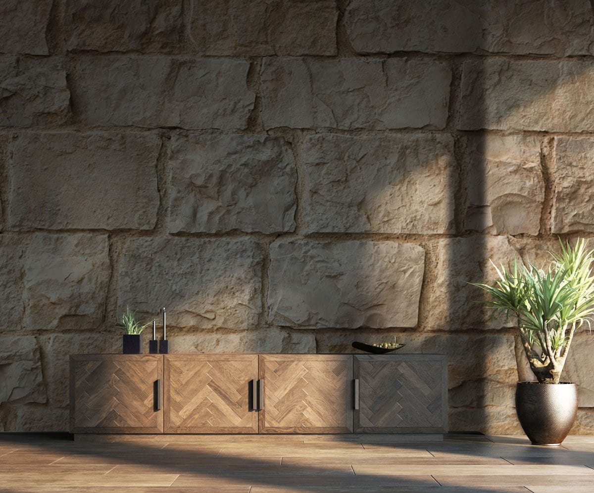 Wallpaper mural with a brick effect for use in decorating the hallway