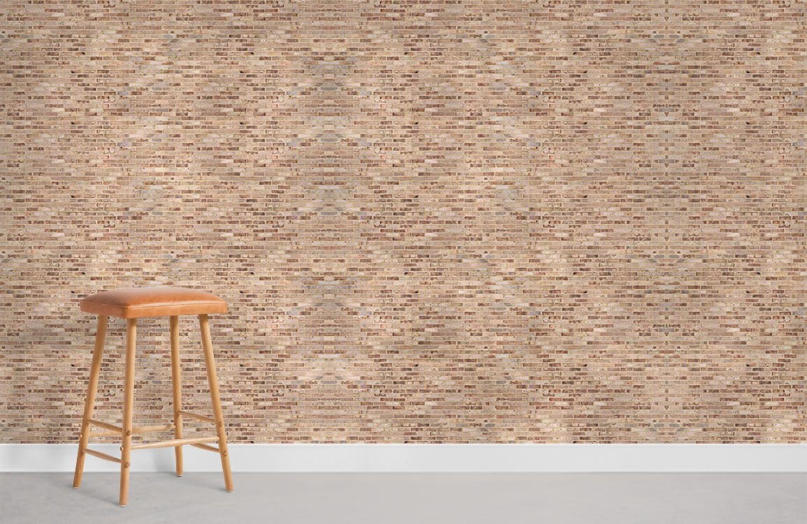 Rustic Textured Beige Brick Mural Wallpaper