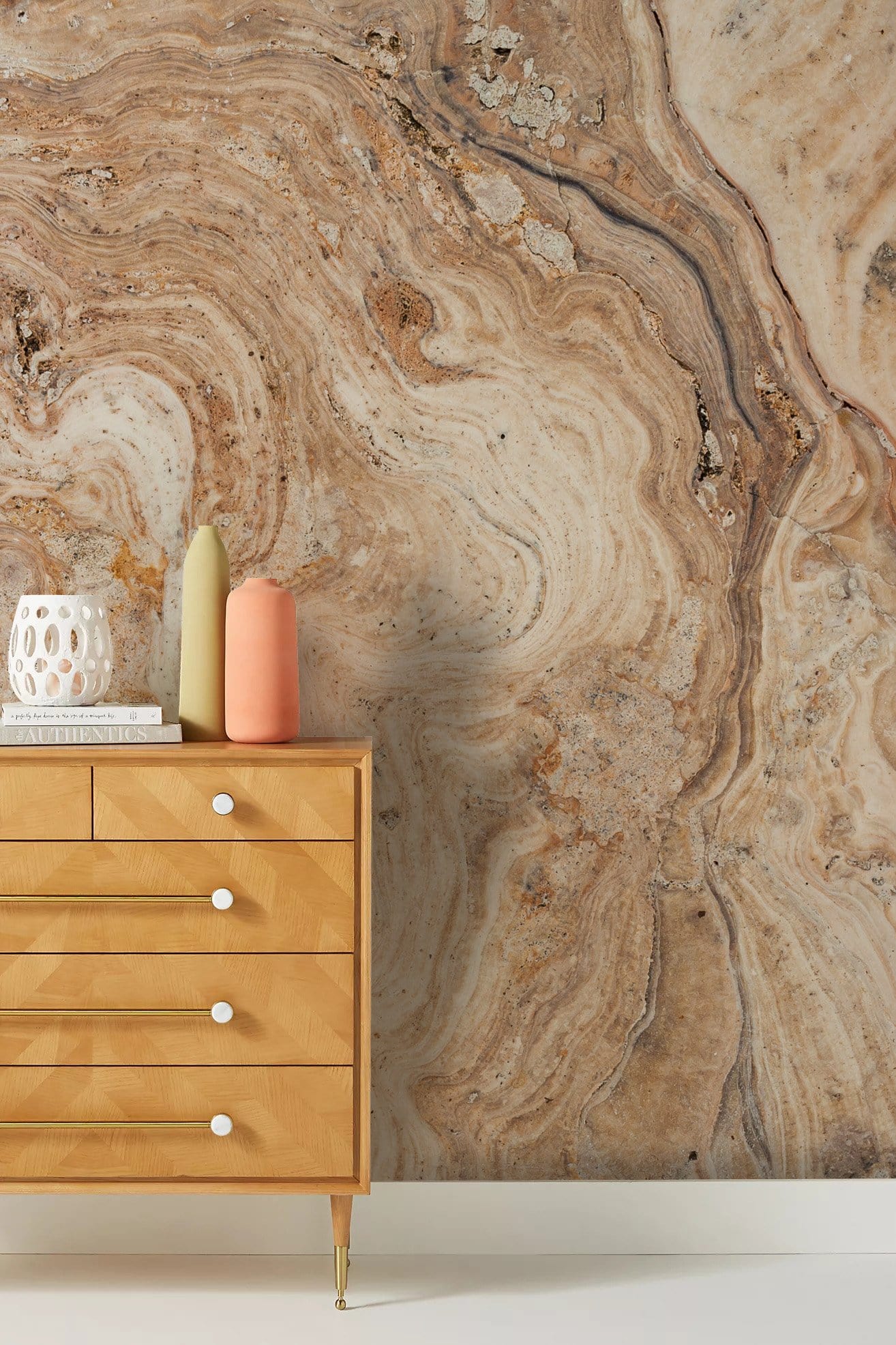 Luxurious Abstract Marble Effect Wallpaper Mural in living room