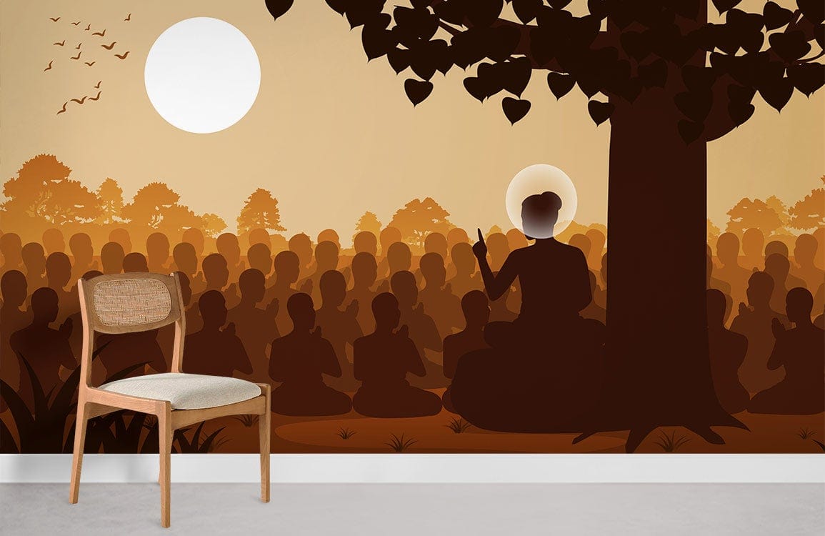 Buddha Preach Religious Wallpaper Room