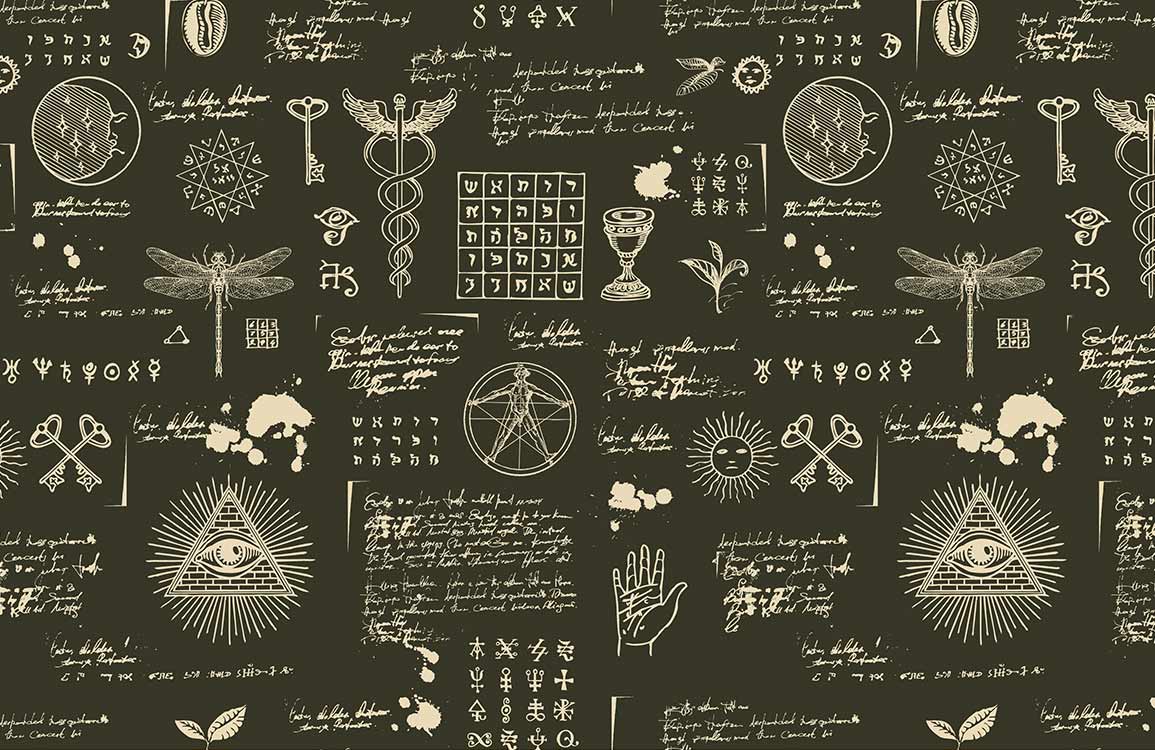 Cabala on Blackboard Wallpaper Mural Art Design