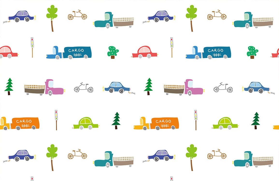 Cargo Bike Cartoon Wallpaper For Nursery