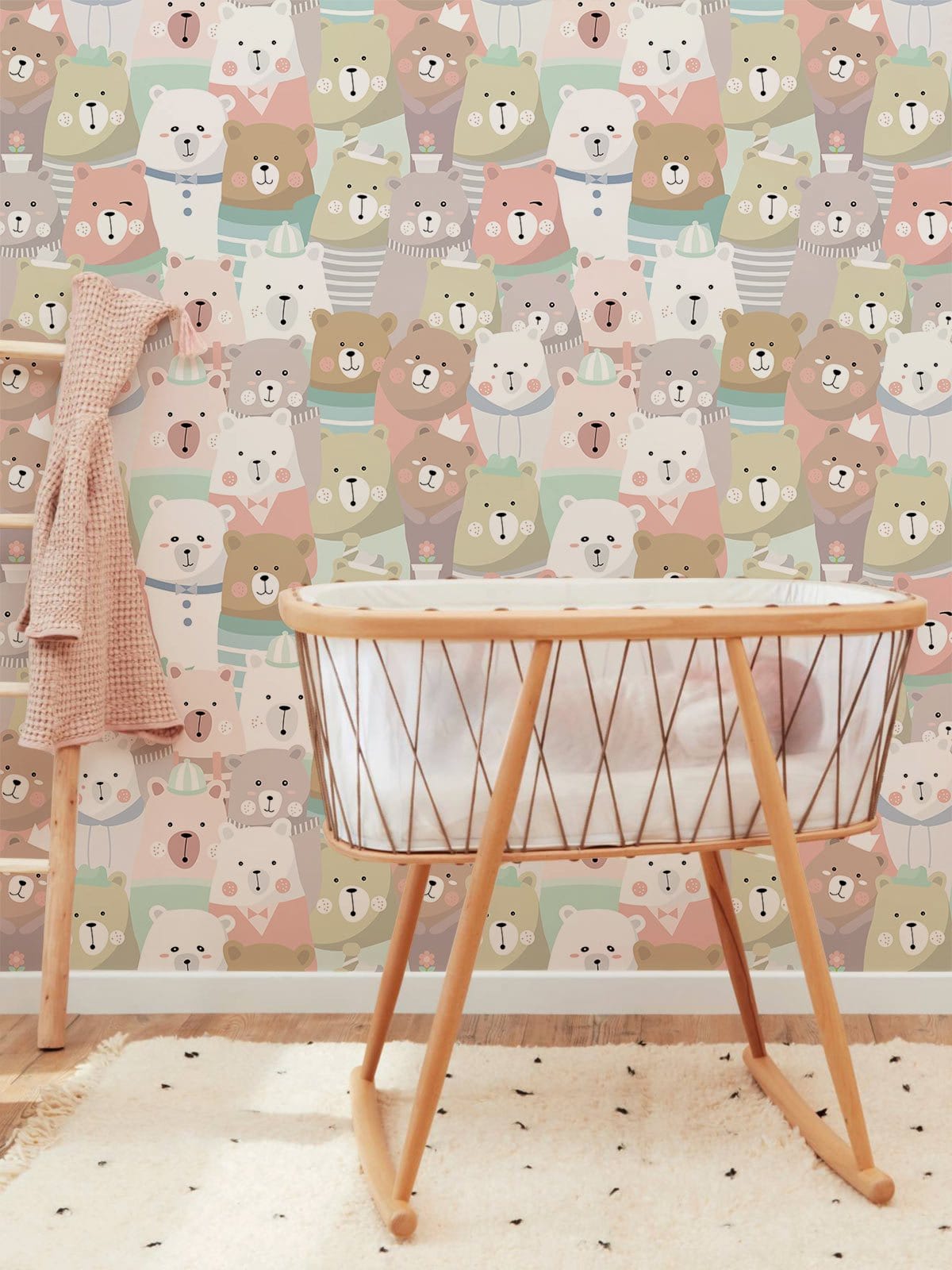 Colorful Animal Cartoon Nursery Mural Wallpaper in nursery