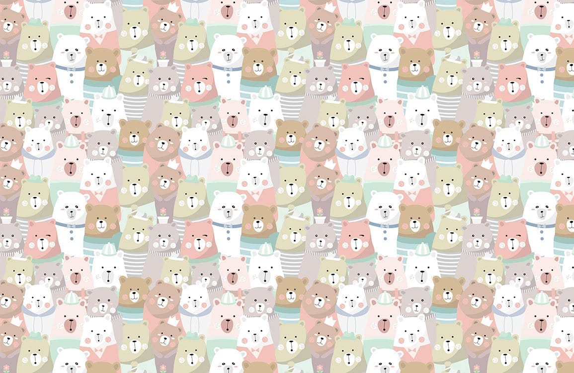 Colorful Animal Cartoon Nursery Mural Wallpaper