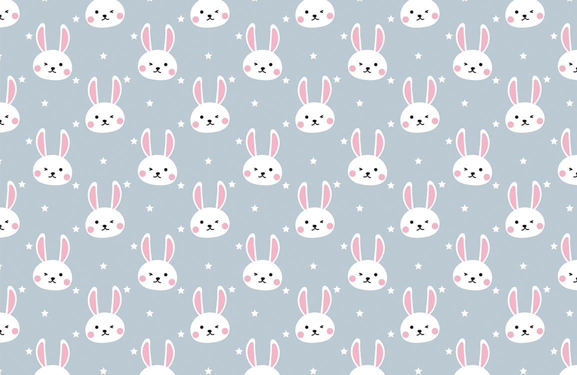 Cute Bunny Star Grey Children Mural Wallpaper