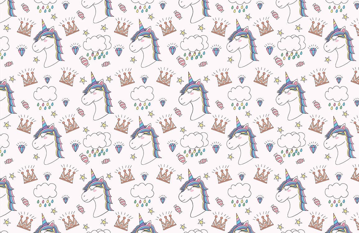 Colorful Whimsical Unicorn Kids Wallpaper Mural