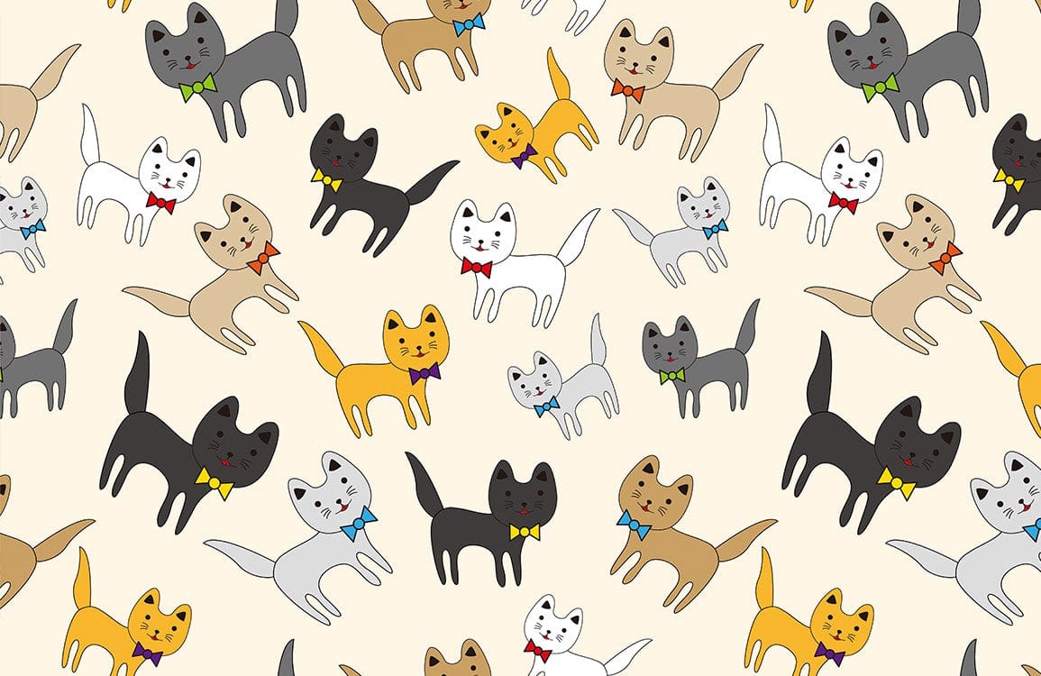 Cats with Bow Tie Mural Wallpaper for wall decor