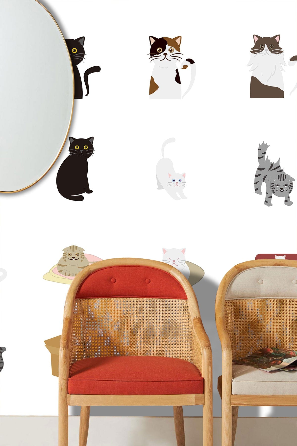 joyful cartoon cats wallpaper decoration