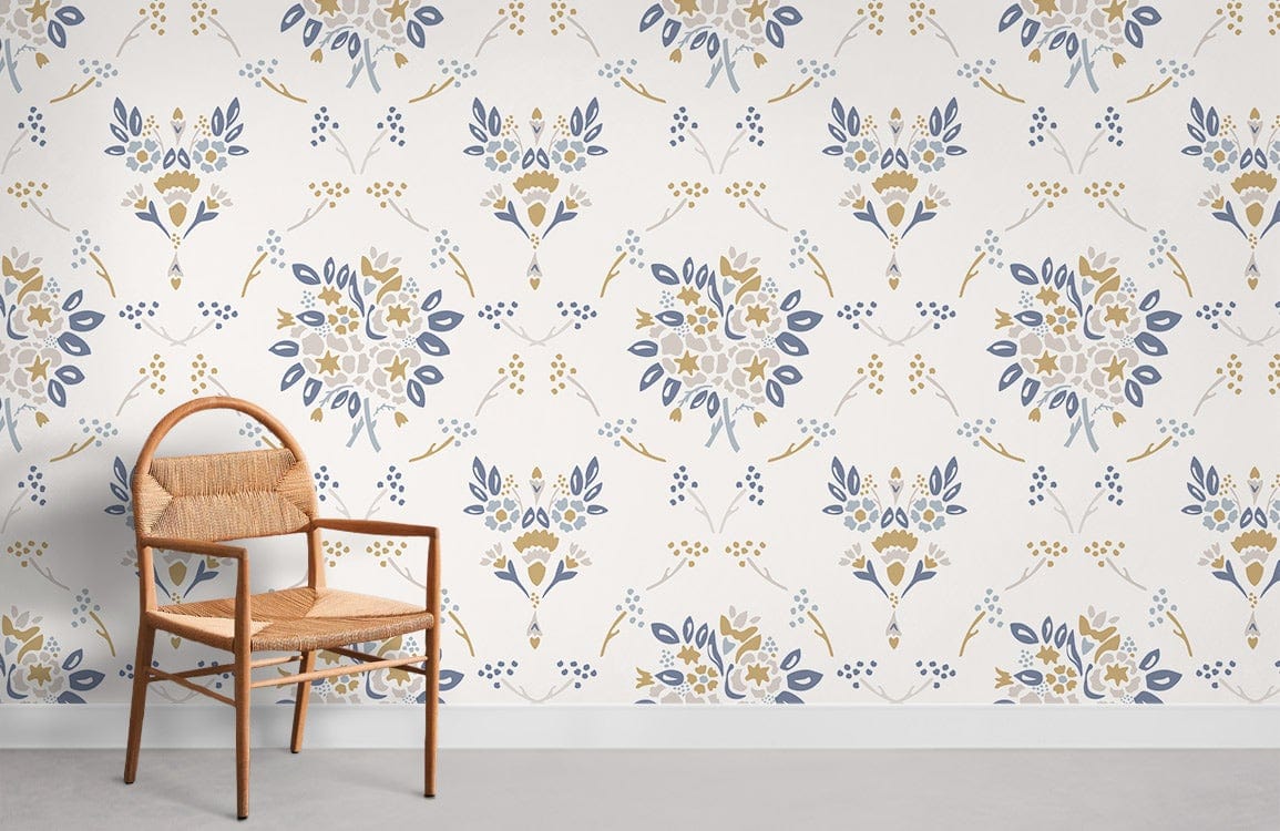 Chic Damask Pattern Flower Wallpaper Room
