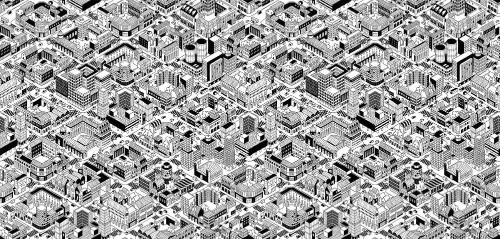 Lines-constructed buliding urban planning wallpaper mural for room decor