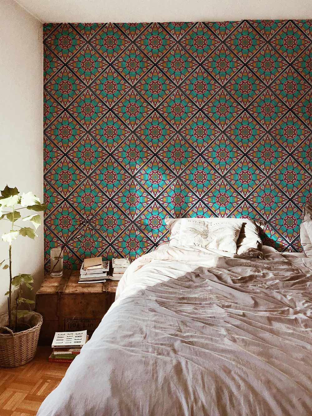 unique wallpaper design with a repeating pattern