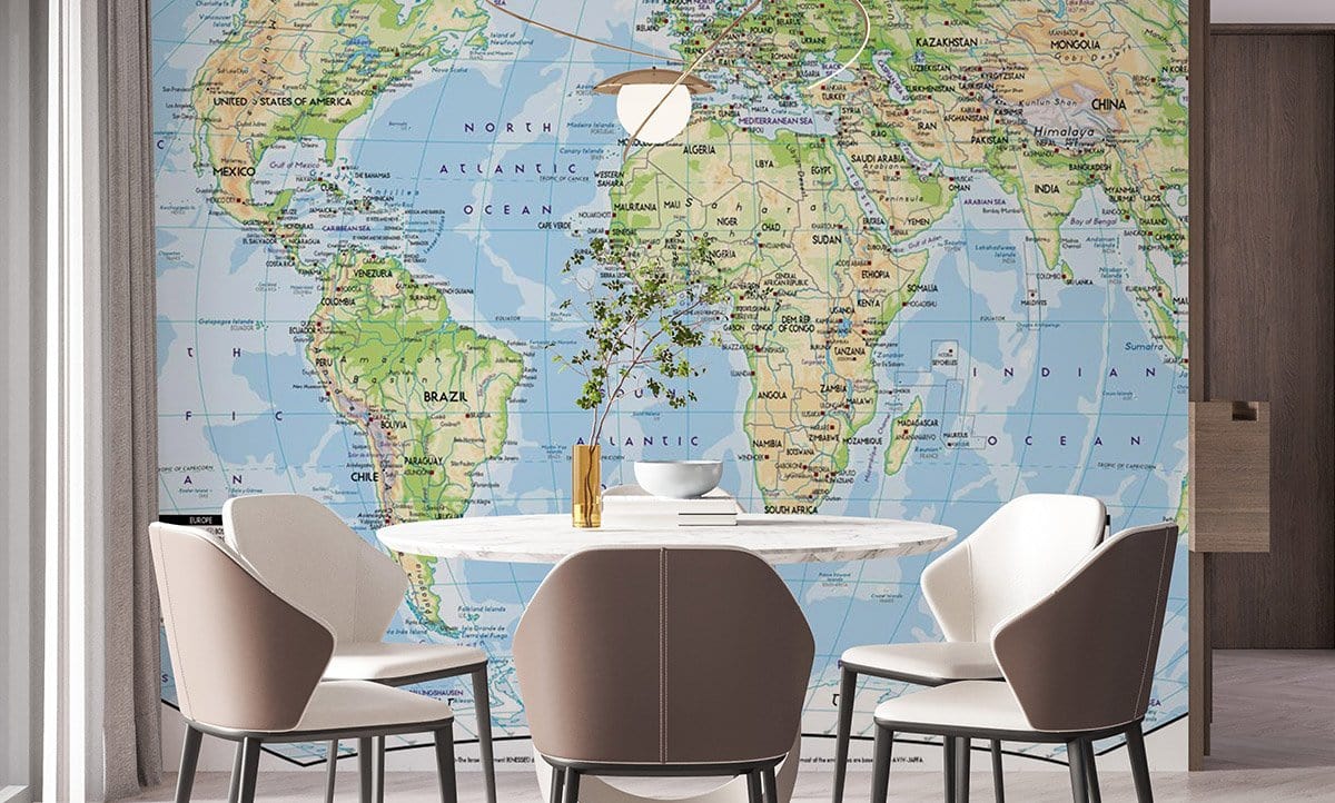 Educational Hammer Projection Map Wall Mural in dining room