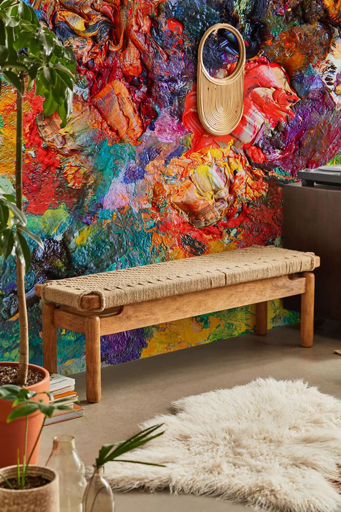 Cluttered Color Scheme Wallpaper Mural Employed in the Decoration of the Hallway