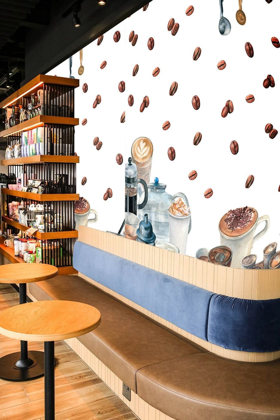 Artistic Coffee Delight Kitchen Mural Wallpaper in restaurant setting