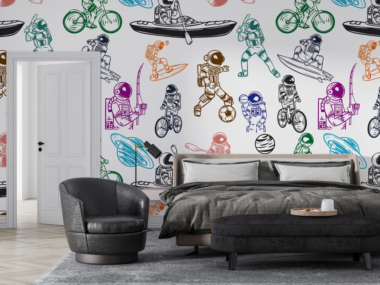 astronauts cool space wallpaper mural for bedroom