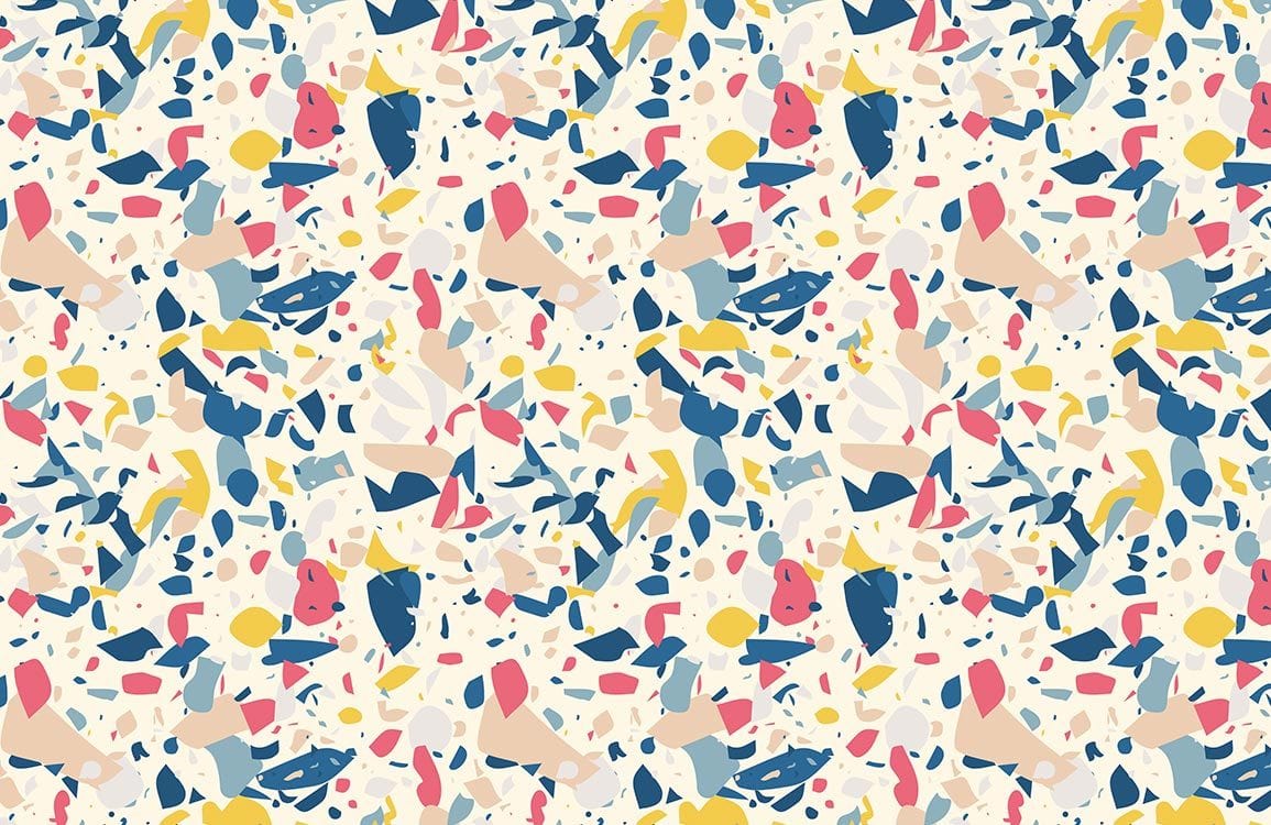 Marble Wallpaper Mural with Colorful Irregular Fragments