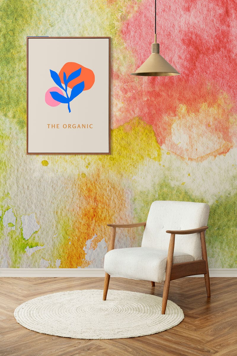 colorful watercolor wallpaper mural hallway decoration