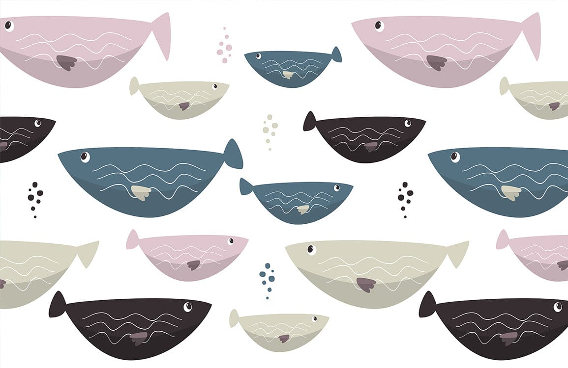 Colorful Fish Mural Wallpaper Custom Art Design
