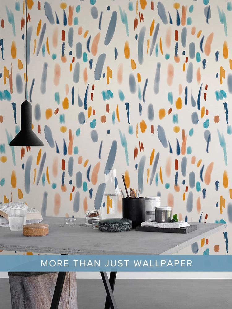 Colorful Abstract Brushstroke Wallpaper Mural in workspace