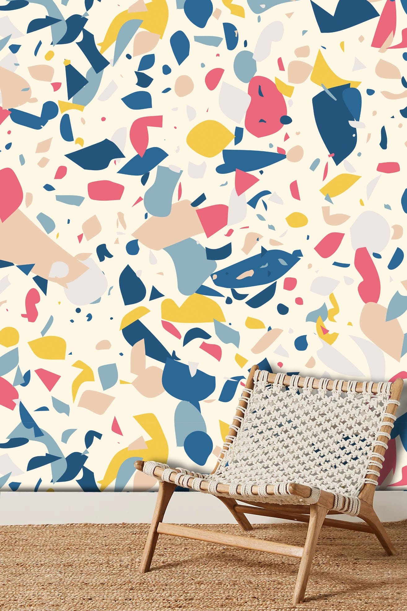 Marble Pattern Wallpaper Mural for the Living Room with Colorful Irregular Fragments