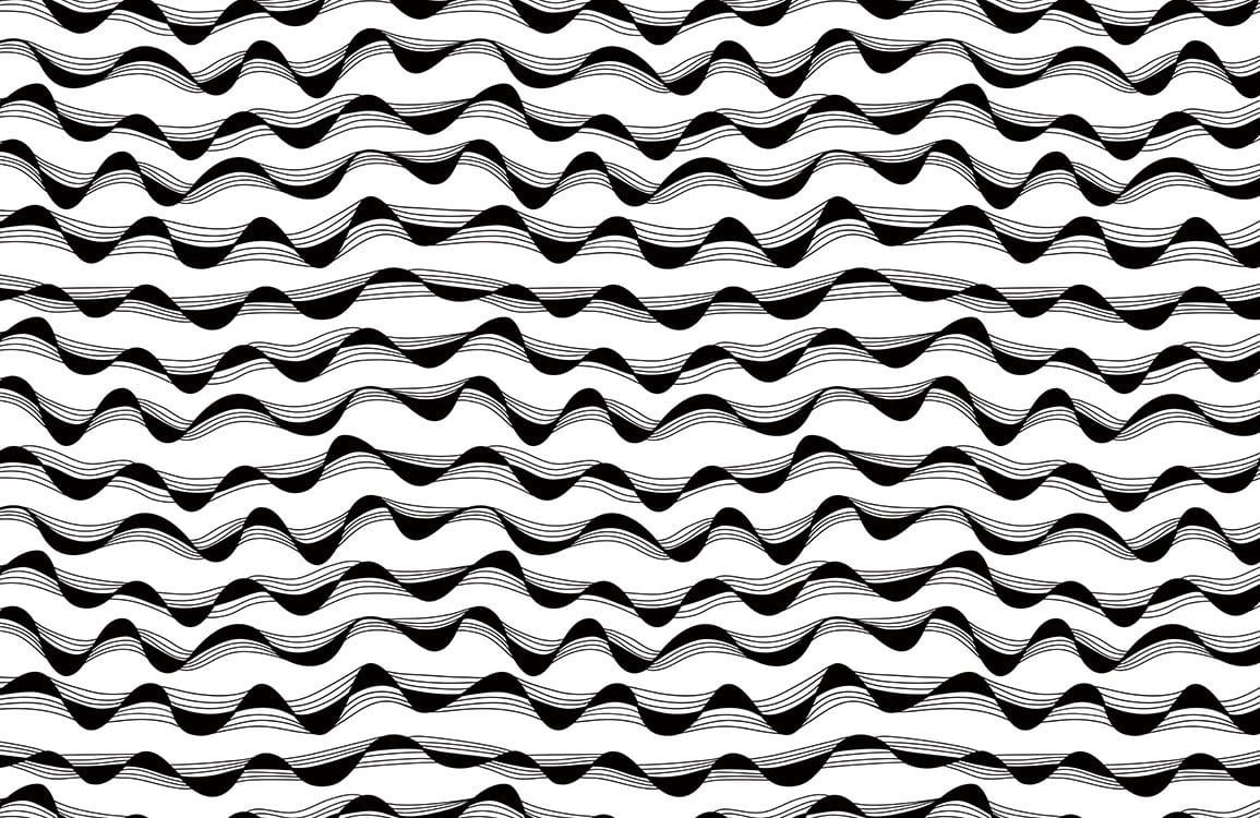 Modern Black White Wavy Mural Wallpaper