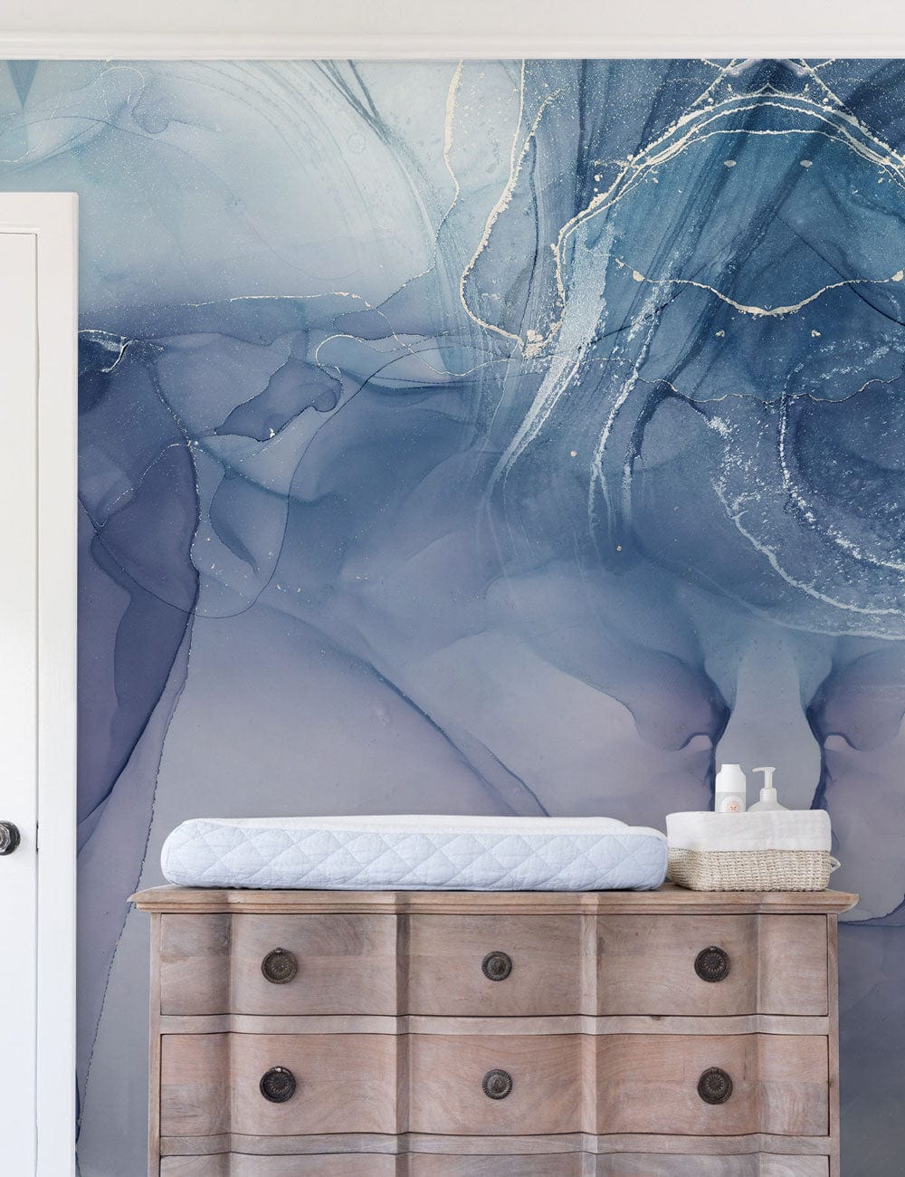 blue marble wallpaper mural cozy vibes decor for hallway