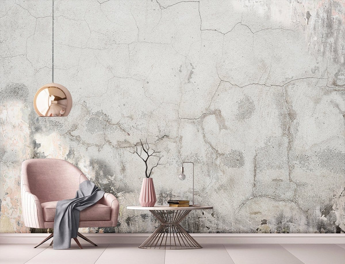 Modern Abstract Grey Concrete Mural Wallpaper in living room